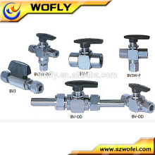 Conexão de compressão de alta pressão 1/2 válvula de esfera de aço inoxidável de 3 vias